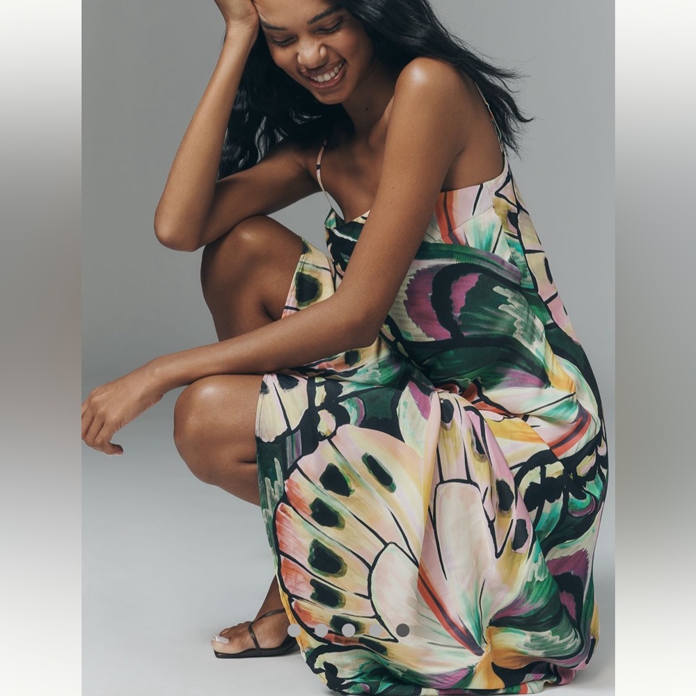 New FARM Rio Camouflaged Wings Slip Dress